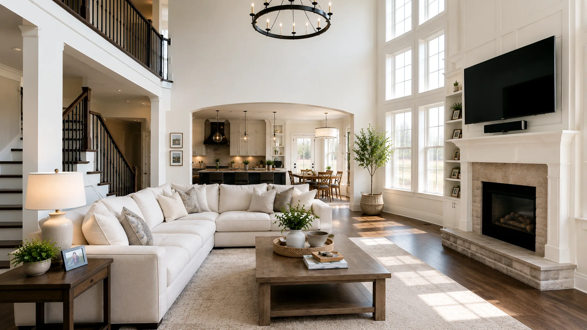The same great room spotless after house cleaning by Go To Cleaning Crew